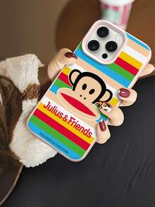 官方授權 Paul Frank 液態矽膠手機殼 全包覆防摔相機保護 卡通大頭猴子彩色條紋字母圖案 新款適用 11/12/13/14/15/16/17 Pro Max 系列手機保護殼 節日禮物 日常通勤 日用防摔高顏值款 - 彩色 - 查看 4