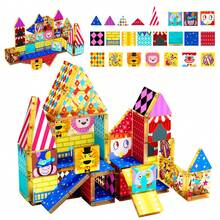 52/60pcs Fun Circus Magnetic Building Blocks, Creative DIY Assembly Set, Interactive Construction Toy, Imagination Learning Activity, Educational Gift For Boys And Girls Aged 3+ - Multicolor - View 9