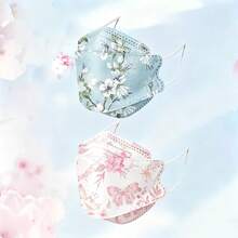 10/5pcs Elegant Floral Style Women's Face Masks, 3D Breathable Decorative Face Covers - Multicolor - View 3