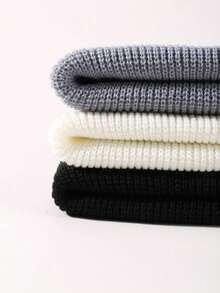 3pcs NYC Unisex Topi Beanie Rajut Musim Dingin dengan Patch Kulit untuk Pria dan Pakaian Luar Ruangan - MultiWarna - View 7