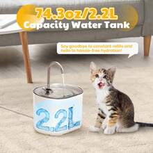 Air Mancur Minum Kucing, Bentuk Keran 2,2L, Air Mancur Minum Kucing Otomatis Tanpa Suara dengan Filter Karbon Aktif, (Filter Pengganti Dapat Dibeli Terpisah) - 2,2 liter - View 5