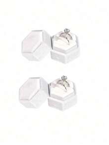 1/2pcs Premium Velvet Hexagon/Octagon Double Ring Jewelry Box, Mother's Day/Valentine's Day/Friend's Birthday Gift - Multicolor - View 12