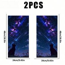 1組2片隕石貓汽車B柱貼紙，星空夜空剪影設計含星星與星系，防水抗UV乙烯基貼紙，防刮保護，適用小型車輛 - 裝飾貼紙 - 查看 8