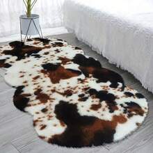 1pc Asymmetrical Faux Cowhide Plush Rug, Nordic Luxury Faux Cowhide Plush Rug, Asymmetric Size, 1-5cm Trimming Error, Decorative Carpet, Bedroom Decor, Small Rug, Carpet, Home Decor, Living Room Carpet, Living Room Small Rug, Bedroom Rug, Living Room Home Decor, Outdoor Rug, Washable Rug, Fleece Rug, Furry Rug, Autumn/Winter Rug, Thick/Plush - Multicolor - View 15