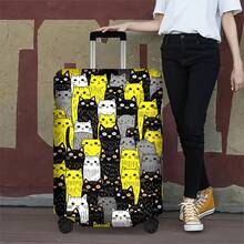 1PC Vibrant Cat Face Print Luggage Cover For Luggage Sizes 18 – 32 Inches; Dust And Elastic Travel Accessories To Effectively Protect Your Luggage - View 5