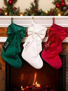 Satu Kaos Kaki Natal dengan Hiasan Dasi Kupu-Kupu yang Dapat Disesuaikan, Terbuat dari Kain Beludru Tahan Lama, Hadiah Liburan yang Ideal, Bahan Tahan Lama, Sempurna untuk Dekorasi Rumah. - MultiWarna - View 3