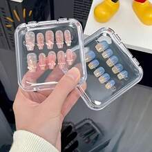 3Pcs Portable Cosmetic Storage Organizer + Nail Tip Storage Box Set, Clear Acrylic Makeup Organizer For Bathroom, Bedroom & Vanity Countertop, Beauty Supply Storage Solution, Desktop Makeup Caddy Set, Student Dorm & Back-To-School Accessory - Clear - View 8