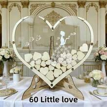 1 Set Wooden & Acrylic Heart Guest Message Box With Replaceable Heart, Romantic Guest Message Display, Suitable For Wedding, Housewarming, Bachelor Party, School, Graduation, Blessing Occasions - Multicolor - View 9