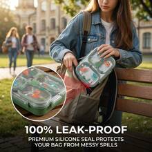 304 Stainless Steel Lunch Box With Compartments,Divided Bento Box, Leak-Proof Lunch Container, Portable Fruit Salad Food Storage Container,Dishwasher & Microwave Allowable,Suitable For Students Adults Use In School, Office, Picnic,Back To School - Multicolor - View 6