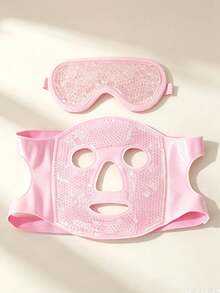 2pcs Pink Cold Compress Gel Bead Eye Mask & Face Mask Set, Pink Series Ice Compress For Skin De-Puffing And Redness Relief, Soothing Facial Fatigue, Beauty Tool Facial Care 2-Piece Gift Set - Pink - View 6