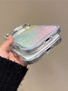1pc Rainbow Shell Pattern Phone Case Compatible With Reno15F/Reno15FS, Note15 4G/5G, V60lite 4G/5G, S26plus, Rhinestone Camera Frame, High Aesthetic For Girls - Multicolor - View 3