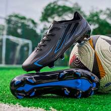 Unisex Anti-Slip High-Top Wear-Resistant Artificial Turf Football Cleats Sports Shoes - Black - View 6