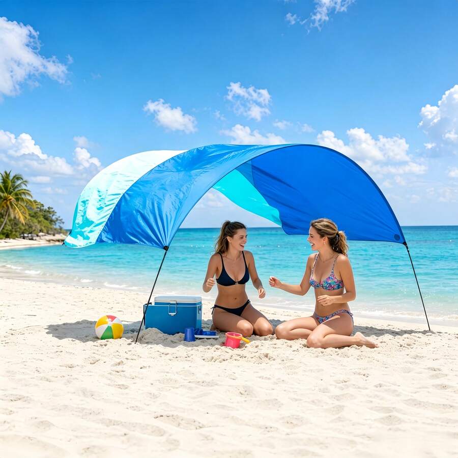 1pc Pool Sun Shade Canopy (Curtain Only, Other Accessories Not Included), 95% UV Blocking, Waterproof, Foldable, Suitable For Above-Ground Inflatable Swimming Pools, Summer Outdoor Backyard, Balcony, Garage, Pool, Beach, Camping, Lawn, Reinforced Edge Sun Shade Curtain, Easy Installation