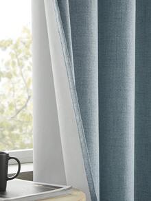 Cortinas Blackout 100% com Textura de Linho, 2 Painéis, Isolamento Térmico, Tratamento de Janela com Bolso para Vara, Adequado para Quarto e Sala de Estar - Azul - Visão 4
