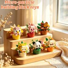 Micro Particle Building Blocks Dessert Pet Potted Plant Set, Red Panda Capybara Bear DIY Assembly Decor, Educational Healing Desktop Ornament, Student Birthday Gift Party Favor, Suitable For Children Building Block Collection Enthusiasts - 彩色 - 查看 2