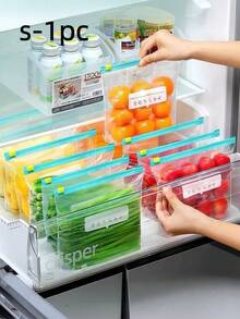 60個可重複使用密封食物儲存袋(10個大號 + 30個中號 + 20個小號),加厚冷凍袋,可微波,適用於長期食物保存與整理,透明PE夾鏈袋,適合廚房食物分類與零食儲存 - 彩色 - 查看 15