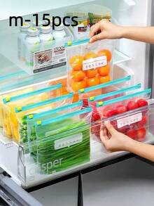 60個可重複使用密封食物儲存袋(10個大號 + 30個中號 + 20個小號),加厚冷凍袋,可微波,適用於長期食物保存與整理,透明PE夾鏈袋,適合廚房食物分類與零食儲存 - 彩色 - 查看 13