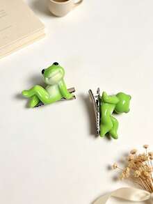 2pcs Cute Cartoon Frog Hair Clips, Funny Hair Accessories, Suitable For Daily Use, Gift Choice - Multicolor - View 8