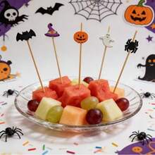 100 st/50 st tropiska cocktailpinnar, Monster cocktailpinnar, festdekoration tandpetare, hawaiianska bambupinnar, frukt- och aptitretarepinnar för mat och dryck, Halloween-present - Multifärgad - Visa 4
