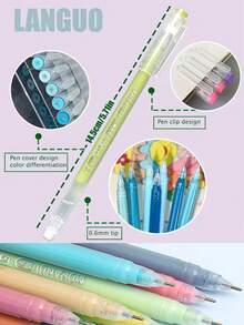 Set Pulpen Planner Kapasitas Besar Languo, Pulpen Gel Warna-warni, Pulpen Netral 0,6mm untuk Menggambar Siswa, Cocok untuk Mencatat, Menulis Sehari-hari, Menggambar Berlapis, Mewarnai Kartun Anime, dan Menggambar Tangan, Hadiah Sempurna untuk Siswa Laki-laki/Perempuan, Spidol Stabilo, Alat Tulis Penting untuk Kembali ke Sekolah - MultiWarna - View 8