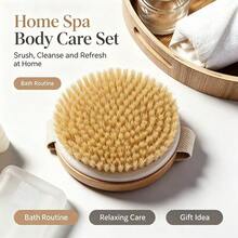 Round Bath Scrub Brush With Soft Bristles For Back Scrubbing, Body Scrubbing, Home Use, Bathing Tool For Men And Women - Apricot - View 1