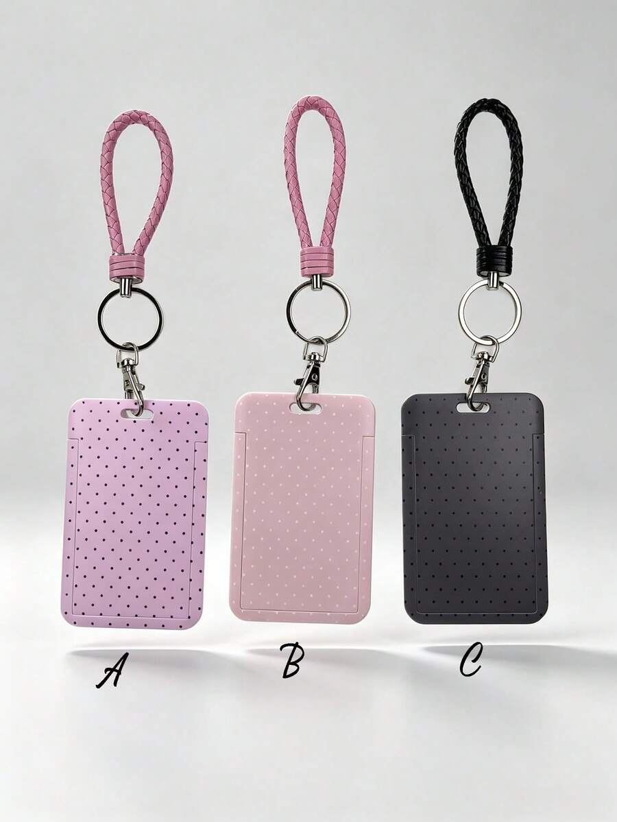 1pc Fashionable Polka Dot Print Card Holder Pendant, Bag Charm, Key Chain, Wallet, Business Bank Credit Card Holder For Men And Women - Multicolor - View 1