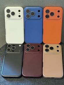 奢華酒紅色大窗一體式相機保護手機殼,適用於 iPhone 17 Pro Max 17 Pro 17 16 Pro Max 16 Pro 16 15 Pro Max 15 Pro 15 14 Pro Max 14 Pro 14 13 Pro Max 13 Pro 13 12 Pro Max 12 Pro 12 11,極簡純色防摔防震保護殼,情侶禮物 - 橘色 - 查看 6