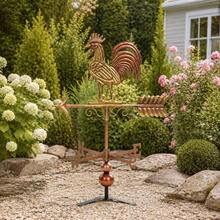 Metal Rooster Weathervane, Powder Coated Rust Resistant Finish, Roof Mount Wind Direction Indicator, Classic Farmhouse Garden Decor, Russet, 18.9 Inch-XY733701 - 1 - View 5