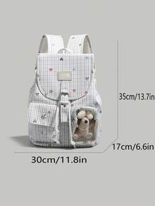Plaid Heart Backpack | Versatile Accessory With Girly Charm. Large Main Compartment With Organized Interior, Perfect For Commuting, School, And Travel. Wide, Thick, Breathable Shoulder Straps For Comfortable Wear Without Shoulder Pressure. No Accessories Included. - Multicolor - View 5