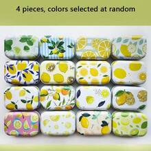 4/2/1pc Small Rectangular Metal Tin Can Printed With Lemon Patterns, Portable Decorative Storage Container For Candy, Handicrafts, Holiday Souvenirs, Cosmetics, Stationery & Tiny Home Decor Accessories-Portable Decorative Candy Storage Jar - Multicolor - View 13