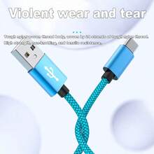 3入 USB C 快速充電線 [3.3/6.6/10英尺] USB A 轉 C 尼龍編織充電線，C 接口數據同步線，相容 Galaxy A14 5G A13 A54 A53 S23 S22 Ultra S21 S20 A23 A24 A03 S7 Pro 6 Moto Android 手機快速充電線 - 彩色 - 查看 7