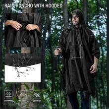 Black Hooded Rain Cape, Waterproof Reusable Raincoat, Lightweight All-Weather Rain Poncho, Suitable For Daily Commute And Outdoor Use, Ideal For General Users And Daily Commuters, All-Season Rain Gear - A - View 8