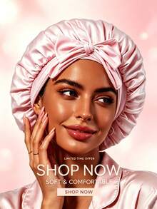 Schlafmütze mit Satin-Schleife, Oversized Anti-Frizz Haarschutzmütze für Damen, glatte Seiden-Haarband für Zuhause und Nacht - Fliege - Übersicht 7