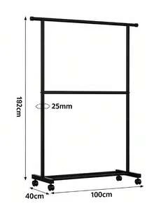 Standard Floor Clothes Rack, Constructed With Thickened 25mm Steel Pipes For Stable Load-Bearing Capacity, Equipped With Universal Casters For Easy Movement And An Extended Crossbar, Suitable For Bedrooms, Laundries And Living Rooms - A - View 15