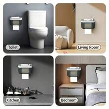 1 buah Kotak Tisu Transparan Tahan Air, Tempat Tisu Toilet Gantung Dinding, Perlengkapan Kamar Mandi - Beraneka warna - View 2