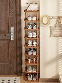 1 buah Rak Sepatu Bambu Bertingkat Elegan, Gaya Baru 2026, Desain Bertingkat Minimalis, Cocok untuk Lorong Sempit, Hemat Ruang, Mudah Dirakit, Cocok untuk Ruang Tamu, Lorong, Pintu Masuk, dan Kamar Tidur sebagai Tempat Penyimpanan. - View 3