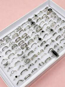 Set Cincin Wanita 20 Buah dengan Berbagai Elemen, Cincin Jari Gaya Campuran Punk Hip-Hop, Aksesori Jari untuk Pesta, Liburan, dan Pemakaian Sehari-hari, Hadiah Perhiasan Fashion, Aneka Pilihan Acak - Cincin punk - View 4
