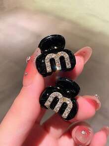 0.78英吋迷你水鑽髮夾，實用優雅，百搭精緻髮飾，M字母極簡時尚髮夾 - 彩色 - 查看 6
