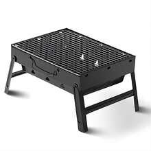 Foldable Portable Charcoal BBQ Grill, Stainless Steel Barbecue Grate with Large Cooking Area, Compact Folding Grill for Outdoor Camping Picnic Garden Backyard Party, Even Heat Distribution Easy to Clean - Schwarz - Übersicht 7