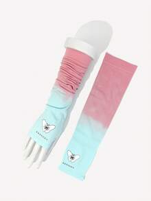 1 Pair Women's New Colorful Gradient Design Ice Sleeve Sun Protection Long Gloves - Skin Pink Gradient - 140 - View 3
