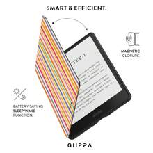 GIIPPA 1件彩色條紋Kindle保護殼附手提帶，適合書迷的情人節/聖誕節禮物，自動喚醒/睡眠電子閱讀器保護套，相容Kindle Paperwhite 5/6/7/10/11/12代、Kindle Colorsoft 1代、Basic Kindle 8/10/11代所有兒童版與Signature版 - 多色12 - 查看 4