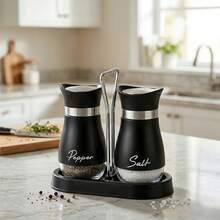 2pcs Salt And Pepper Shaker Set, Salt And Pepper Shakers With Base, Refillable Salt Shaker, 4oz Bottle, Modern Farmhouse Kitchen, Creative Kitchen Gift, Kitchen Essentials, Modern Design, Modern Kitchen Decor, High Quality Kitchenware - Multicolor - View 12