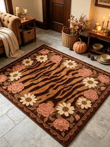 1pc Tiger Stripe Pattern Floor Mat, Bathroom Mat, Bathroom Rug, Door Mat, Small Rug, Carpet, Floor Mat, Home Decor, Area Rug, Outdoor Mat, Home Decor, Area Carpet, Bedroom Rug, Washable Carpet - Multicolor - View 3