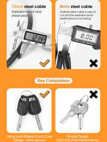 WEST BIKING Bike Cable Steel Lock MTB Road Outdoor Bicycle Security Anti-Theft Cable Lock With 2 Keys Motorcycle Scooter Lock Bicycle Accessories - Multicolor - View 8
