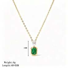 1pc Niche Premium Luxury Square Sugar Colorful Gem Water Drop Pendant Stainless Steel 18K Gold Plated Collarbone Necklace Non-Fading Women's Necklace Commute Versatile Layering Accessory - Gold Necklace - View 12