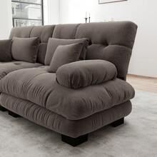 Cloud Sofa Double Chenille 2 Seats With Cushions Pillows - Brown 2 Seat - View 8