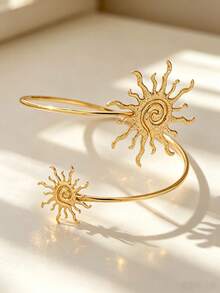 1pc Fashionable Minimalist Unique Sun Bracelet Armlet, Refreshing Fashionable Summer Bracelet, Suitable For Women's Daily Wear, Various Festivals, Mother's Day Gift, Social Events, Parties, Beach, Vacation And Other Occasions, Ideal Jewelry Accessory - Golden Yellow - View 4