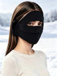 1pc Unisex Wool Winter Face Mask With Fleece Ear Warmers, Windproof Breathable Full Face Cover, Face Lifting Design, Bicycle Motorcycle Skiing Outdoor Sports Cold Protection Mask, Solid Color Winter Accessory - Multicolor - View 8