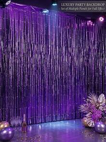3pcs 100*200cm Gold Sequin Tassel Curtain, Shiny Metallic Texture Design, Suitable For Photo Booth Props, Birthday Party, Bridal Shower, Wedding Decoration, Backdrop, Party Decor, Photo Booth Props - Multiple Styles - View 6