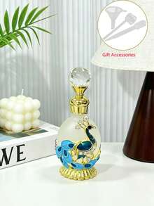 15 ML Exquisite Vintage Peacock Enamel Bottle, Decorative Beauty Container, Travel-Friendly / Personal Care, Glass Rod Perfume And Essential Oil Decanter, Decanting Funnel [Empty Bottle], Travel Bottle Set - View 9